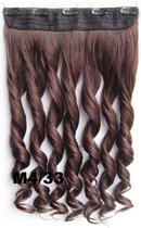Clip in hair extensions 1 baan wavy bruin / rood - M4/33