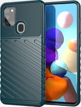 Samsung Galaxy A21s Hoesje - Mobigear - Groove Serie - TPU Backcover - Groen - Hoesje Geschikt Voor Samsung Galaxy A21s