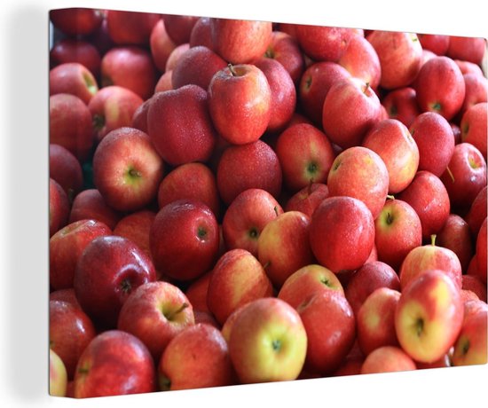 Canvas Schilderij Appel - Rood - Fruit - 30x20 cm - Wanddecoratie