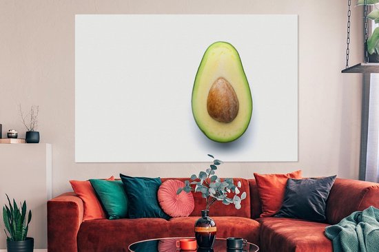 Canvas schilderij 150x100 cm - Wanddecoratie Gesneden avocado met pit - Muurdecoratie woonkamer - Slaapkamer decoratie - Kamer accessoires - Schilderijen op canvas