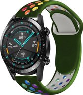 Siliconen Smartwatch bandje - Geschikt voor  Huawei Watch GT sport band - kleurrijk legergroen - 42mm - Horlogeband / Polsband / Armband