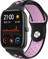 Siliconen Smartwatch bandje - Geschikt voor  Xiaomi Amazfit GTS sport band - zwart/roze - Horlogeband / Polsband / Armband