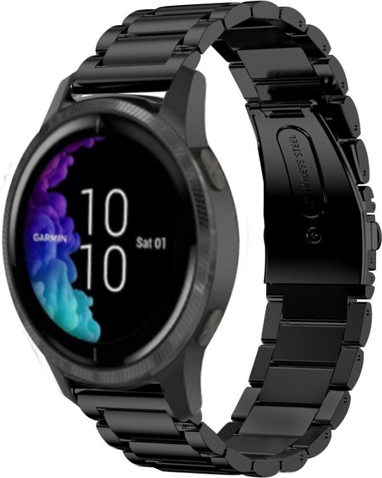 Stalen Smartwatch bandje Geschikt voor Garmin Venu stalen band zwart . bol
