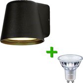 Buitenlamp - Wandlamp buiten - Badkamerlamp - Monaco - Zwart - IP54 + Philips CorePro GU10 LED spot - 3.5 watt - 2700K warm wit