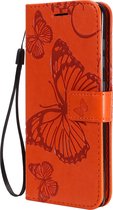 Samsung Galaxy A41 Hoesje - Mobigear - Butterfly Serie - Kunstlederen Bookcase - Oranje - Hoesje Geschikt Voor Samsung Galaxy A41