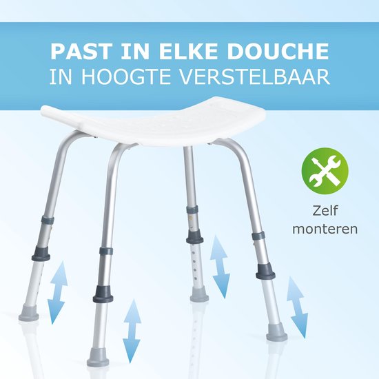 Vivamore Douchekruk - Antislip Douchestoel - In Hoogte Verstelbaar - Max. 150 KG - Vivamore