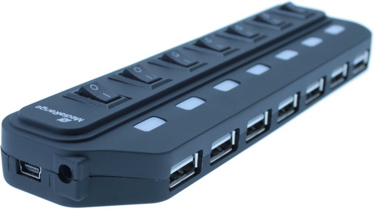 MediaRange 7-Poorts USB 2.0 Hub met aan/uit knop
