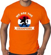 Grote maten oranje fan t-shirt voor heren - Holland kampioen met leeuw - Nederland supporter - EK/ WK shirt / outfit 4XL