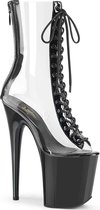 Pleaser Plateau Laarzen -35 Shoes- FLAMINGO-800-34 Paaldans schoenen Transparant/Zwart