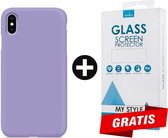 Siliconen Backcover Hoesje iPhone XS Max Paars - Gratis Screen Protector - Telefoonhoesje - Smartphonehoesje