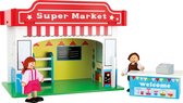 Speelhuis supermarkt met accessoires - Houten speelgoed vanaf 3 jaar