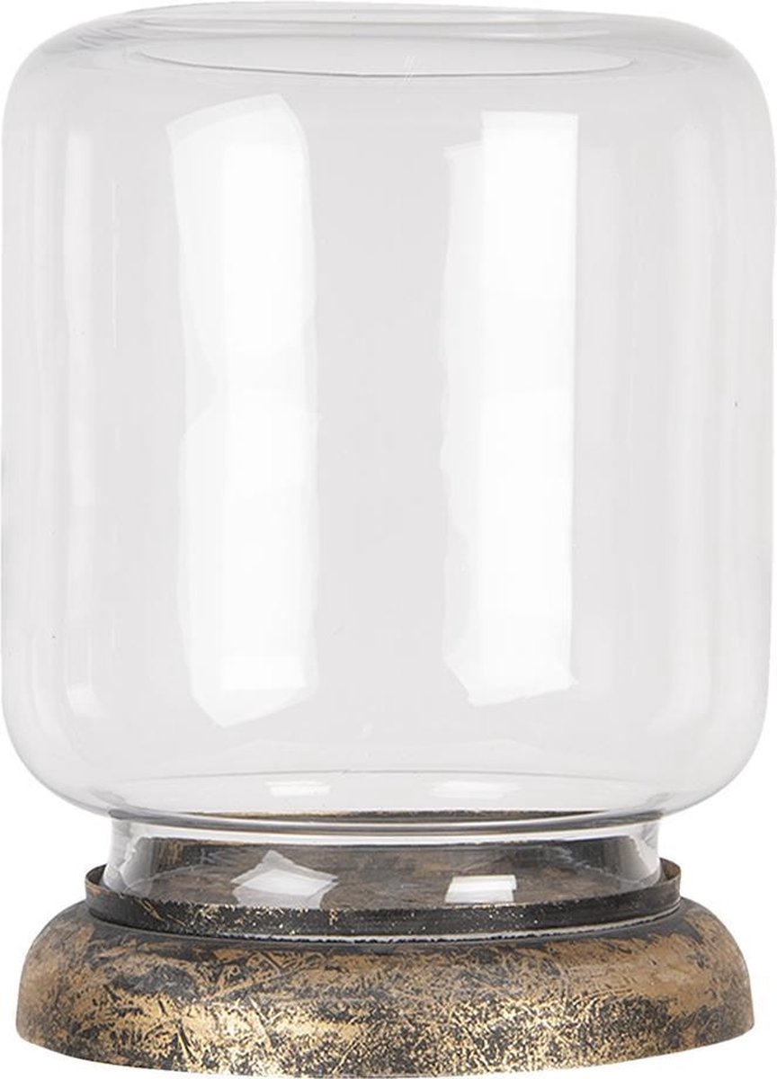 Clayre & Eef Windlicht Ø 21x27 cm Metaal Glas Rond Kaarsenhouder Transparant