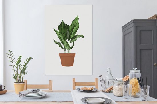 Illustration d'une plant aux feuilles luxuriantes sur fond blanc 90x140 cm - Tirage photo sur toile (Décoration murale salon / chambre)
