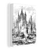 Une illustration en noir et blanc de la porte d'Amsterdam par Haarlem toile 60x80 cm - Tirage photo sur toile (Décoration murale salon / chambre)