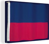 Canvas Schilderij De vlag van Haïti op een blauwe achtergrond - 80x60 cm - Wanddecoratie