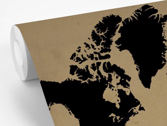 Carte du monde noire avec un éléphant dessus 390x260 cm