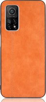 Xiaomi Mi 10T Pro Hoesje - Mobigear - Stitch Serie - Kunstlederen Backcover - Oranje - Hoesje Geschikt Voor Xiaomi Mi 10T Pro
