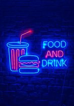 OHNO Neon Verlichting Food Drinks - Neon Lamp - Wandlamp - Decoratie - Led - Verlichting - Lamp - Nachtlampje - Mancave - Neon Party - Kamer decoratie aesthetic - Wandecoratie woonkamer - Wandlamp binnen - Lampen - Neon - Led Verlichting - Blauw
