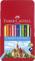 Crayon de couleur Faber-Castell Castle boîtier hexagonal en métal avec 12 pièces