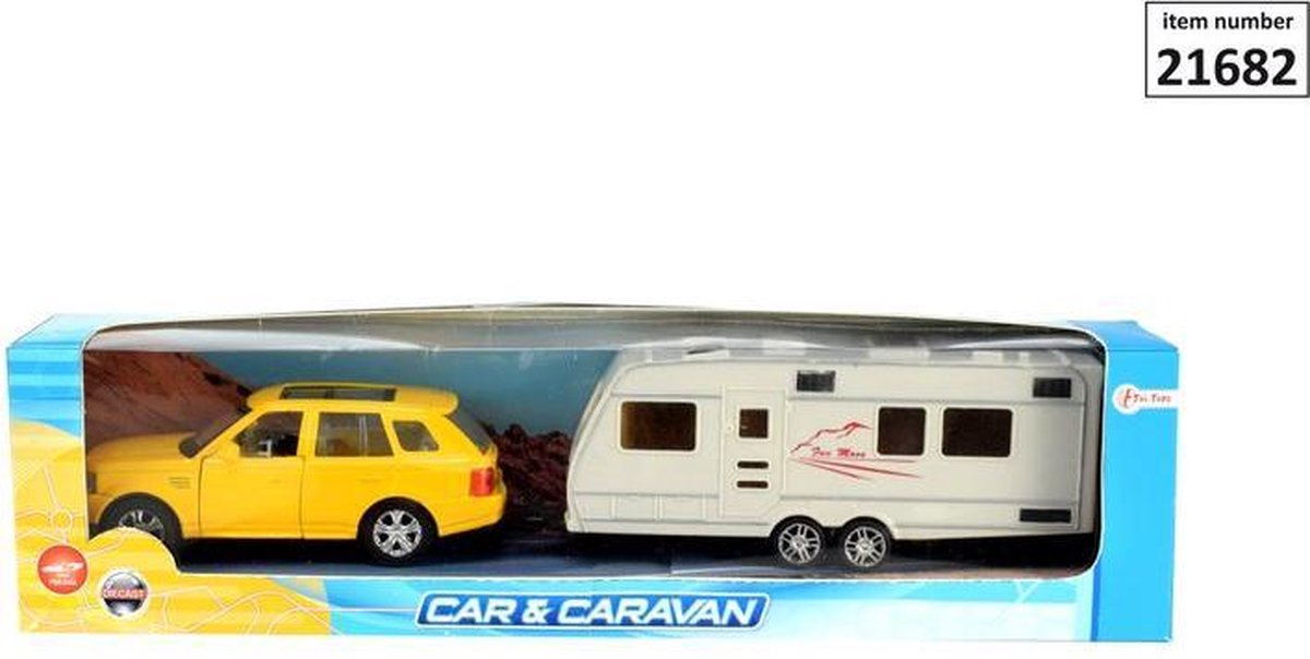 Toi Toys Die-Cast auto met caravan (1 stuk) assorti