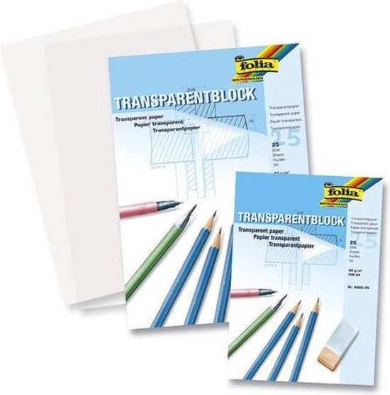 Transparant papier overtrekpapier Folia A4 blok á 25vel - Folia