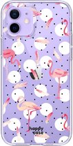 HappyCase iPhone 12 / 12 Pro Souple TPU Imprimé Flamingo Rose