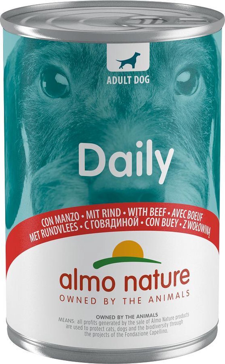 Almo Nature Daily Menu 100% natuurlijk Natvoer voor Honden - 24 x 400 gram - Rund- 24 x 400 gram