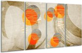 GroepArt - Glasschilderij - Art - Oranje, Grijs, Geel - 160x80cm 4Luik - Foto Op Glas - Geen Acrylglas Schilderij - 6000+ Glasschilderijen Collectie - Wanddecoratie