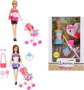 Toi Toys Tienerpop met kind en buggy (1 stuk) assorti