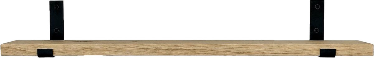 GoudmetHout Massief Eiken Wandplank - 120x15 cm - Industriële Plankdragers L-vorm UP - Staal - Mat Zwart - Wandplank industrieel