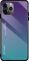 Voor iPhone 11 Pro Gradient Color Glass Case (Dark Purple)