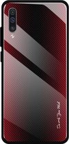 Voor Galaxy A50 Texture Gradient Glass beschermhoes (rood)