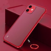 Frosted antislip TPU-beschermhoes met metalen ring voor iPhone 12 mini (rood)