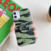 Schokbestendige IMD Camouflage TPU-beschermhoes met houder voor iPhone 12 mini (groen)