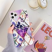 Voor iPhone 12 Pro Max Plating Geometric Flower Series IMD TPU mobiele telefoonhoes (paars PH3)