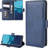 Voor Huawei P40 dual-side magnetische gesp horizontale flip pu lederen case met houder & kaartsleuven & portemonnee (donkerblauw)