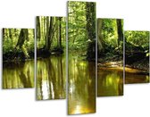 Glasschilderij -  Natuur - Groen, Bruin - 100x70cm 5Luik - Geen Acrylglas Schilderij - GroepArt 6000+ Glasschilderijen Collectie - Wanddecoratie- Foto Op Glas