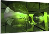 Glasschilderij Modern - Groen, Zwart - 120x70cm 1Luik - Foto Op Glas - Geen Acrylglas Schilderij - GroepArt 6000+ Glasschilderijen Art Collectie - Wanddecoratie - Woonkamer - Slaapkamer