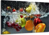 Schilderij Op Canvas - Groot -  Fruit - Grijs, Oranje - 140x90cm 1Luik - GroepArt 6000+ Schilderijen Woonkamer - Schilderijhaakjes Gratis