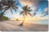 Muismat Tropische stranden - De zon gaat onder bij een tropisch strand muismat rubber - 27x18 cm - Muismat met foto