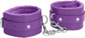 Ouch! Plush Leather Hand Cuffs - Purple