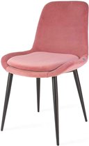 Nolon Amelie eetkamerstoel - Velvet - Metalen onderstel - Roze