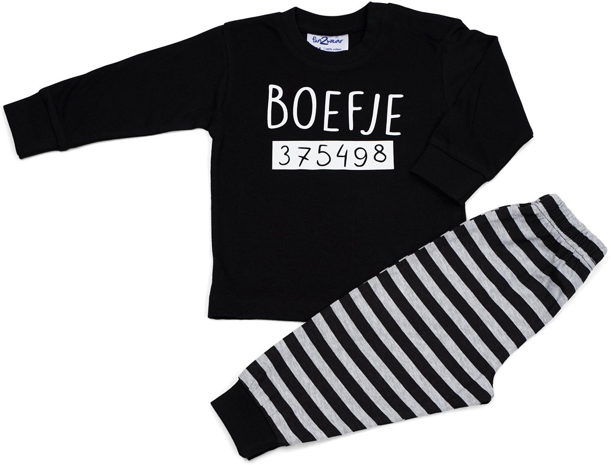 Fun2Wear - Pyjama Boefje - Zwart - Maat 74 -
