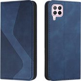 Voor Huawei P40 lite Skin Feel Magnetisch S-type Effen Kleur Horizontale Flip Lederen Case met Houder & Kaartsleuf & Portemonnee (Blauw)