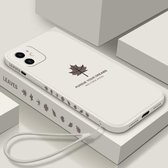 Straight Edge Maple Leaf Pattern TPU-beschermhoes met draagriem voor iPhone 12 Pro (antiek wit)