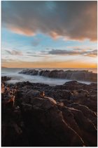 Poster – Rotsen in de Zee met Zonsondergang - 40x60cm Foto op Posterpapier