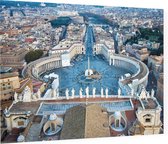 Sint-Pietersplein vanaf de koepel in Vaticaanstad in Rome - Foto op Plexiglas - 90 x 60 cm