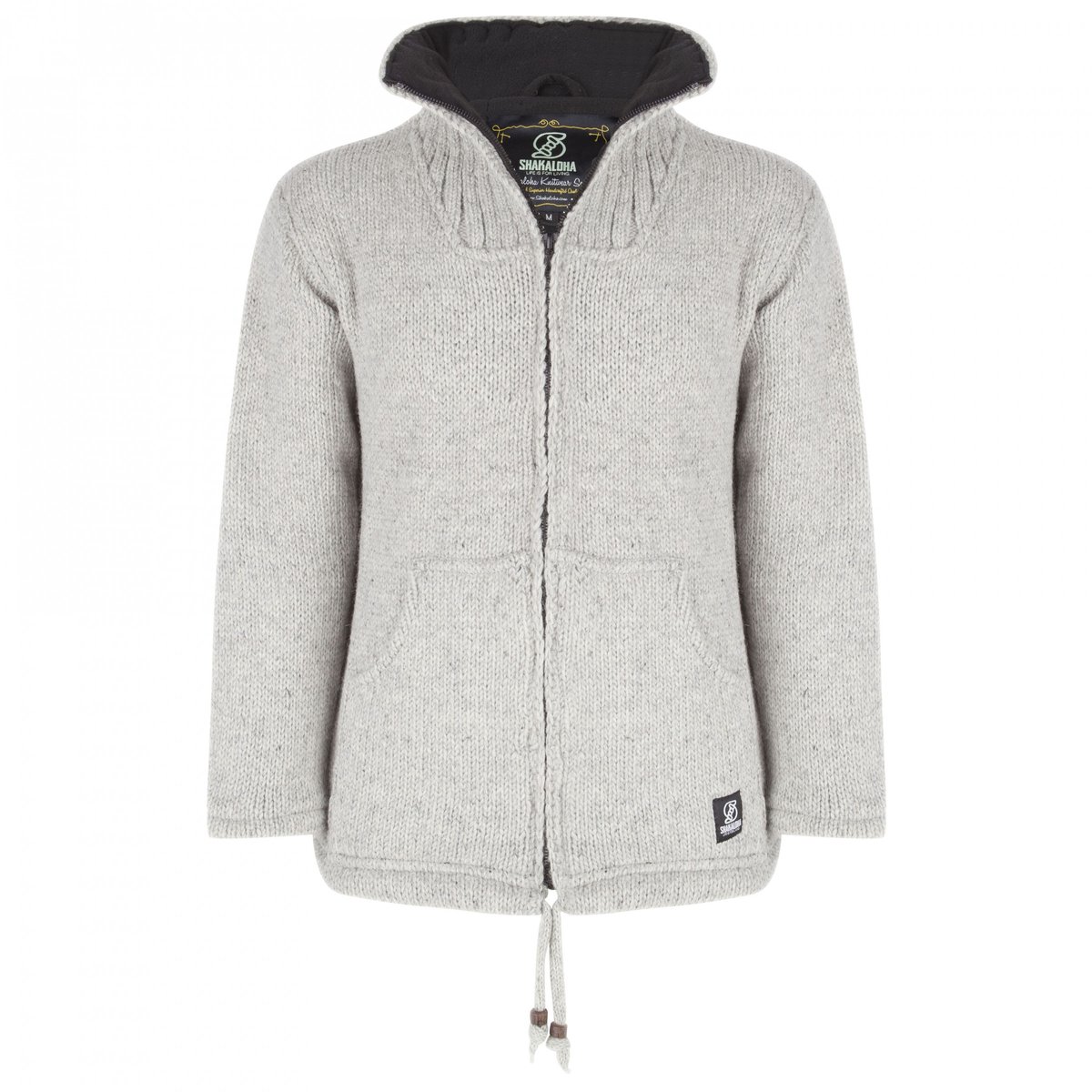 Gebreid Wollen Heren/Uni Vest van Schapenwol met Polyester Fleece voering en hoge kraag SHAKALOHA M Flash Collar Grijs