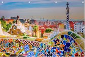 Kleurig detail van de bank van Gaudí in Park Güell in Barcelona - Foto op Tuinposter - 150 x 100 cm