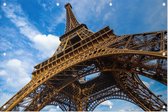 Eiffeltoren-constructie voor blauwe Parijse lucht - Foto op Tuinposter - 60 x 40 cm